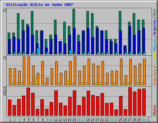 Utilização diária em Junho 2007